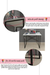 Bofigo 60x90 cm Çalışma Masası Bilgisayar Masası Ofis Ders Yemek Masası Beyaz - 6