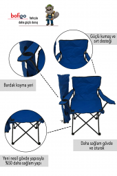 Bofigo 3lü Kamp Sandalyesi Piknik Sandalyesi Katlanır Sandalye Taşıma Çantalı Kamp Sandalyesi Mavi - 3