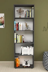 Bofigo Dekoratif 5 Raflı Kitaplık Modern Kitaplık Antrasit - 3