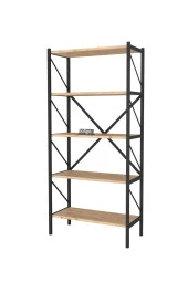 Bofigo Dekoratif 5 Raflı Kitaplık Metal Kitaplık Çam - 7
