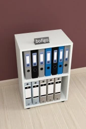 Bofigo 2 Raflı Kitaplık Ofis Dolabı Klasörlük Çok Amaçlı Dolap Mutfak Dolabı Beyaz - 4