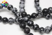 Kar Tanesi Obsidyen Taşı YARIM Dizi 8mm (18cm uzunluğundadır) - 1