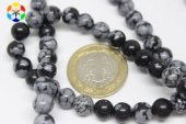 Kar Tanesi Obsidyen Taşı YARIM Dizi 8mm (18cm uzunluğundadır) - 3