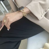 Apple Watch 44mm KRD-56 Halka Tasarım Metal Kordon - 8