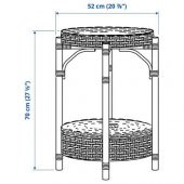 2 Katlı Rattan Komodin-Sehpa MeridyenDukkan 52 cm Doğal El Örmesi Çıkarılabilir Tepsi - 2