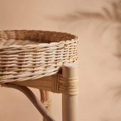 2 Katlı Rattan Komodin-Sehpa MeridyenDukkan 52 cm Doğal El Örmesi Çıkarılabilir Tepsi - 5