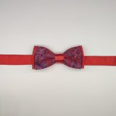 MORDİNO Bordo Şal Desenli Kırmızı Çocuk Papyon - 1