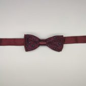 MORDİNO Gül Desenli Bordo Çocuk Papyon - 1