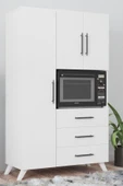 AEKA Ae-2074 Aras Beyaz Çok Amaçlı Mutfak Dolabı&banyo Dolabı, Kiler, 3 Kapaklı, 3 Çekmeceli, Fırın Bölme - 3
