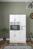 AEKA Ae-3080 Anka Beyaz Çok Amaçlı Mutfak Dolabı & Banyo Dolabı 6 Kapaklı, 1 Çekmeceli - 1