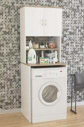 Aeka Ae-2042 Solo Çamaşır Makinesi Dolabı, Banyo Dolabı, 4 Raflı, Kapaklı, Beyaz Dolap - 2