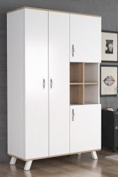 AEKA Atlas 4 Kapaklı Çok Amaçlı Askılıklı Raflı Bölmeli Gardırop Ae-1065 - 1