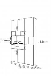 AEKA Ae-3080 Anka Beyaz Çok Amaçlı Mutfak Dolabı & Banyo Dolabı 6 Kapaklı, 1 Çekmeceli - 3