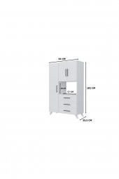 AEKA Ae-2074 Aras Beyaz Çok Amaçlı Mutfak Dolabı&banyo Dolabı, Kiler, 3 Kapaklı, 3 Çekmeceli, Fırın Bölme - 3