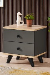 AEKA Ae-2029 Inci 2 Çekmeceli Antrasit Komodin 49 cm - 1