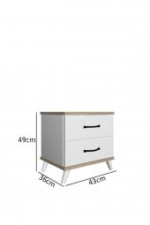 AEKA Ae-2029 Inci 2 Çekmeceli Beyaz Komodin 49 Cm - 3