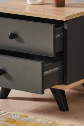 AEKA Ae-2029 Inci 2 Çekmeceli Antrasit Komodin 49 cm - 4