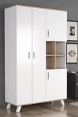 AEKA Ae-1065 Atlas 4 Kapaklı Çok Amaçlı Askılıklı Raflı Bölmeli Gardırop Beyaz Dolap - 1
