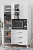 AEKA Ae-2074 Aras Beyaz Çok Amaçlı Mutfak Dolabı&banyo Dolabı, Kiler, 3 Kapaklı, 3 Çekmeceli, Fırın Bölme - 1