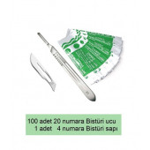 Bistüri Neşter Sapı No:4 (100 Adet 20 Numara Bistüri Ucu Ile Birlikte ) - 1