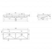 Turkuaz Cerastyle Elite Etajer Uyumlu Lavabo 120 45 cm (Çift Batarya Delikli) - 2