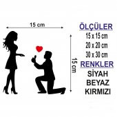 Evlilik Teklifi Diz Çöken Adam Sticker  Beyaz 15 x 15cm - 3
