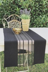 Siyah Lazer Kesim Modern Runner - 1