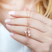 925 Ayar Gümüş Hareli Melek Kolye thumbnail 2