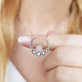 925 Ayar Gümüş Ay ve Yıldız Kolye thumbnail 1