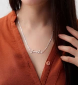 Vaoov 925 Ayar Gümüş El Yazısı Kalın Zincir Kolye thumbnail 2