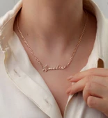 Vaoov 925 Ayar Gümüş El Yazısı Kalın Zincir Kolye thumbnail 1