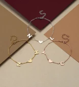 Vaoov 925 Ayar Gümüş Harfli Kalpli Bileklik thumbnail 2