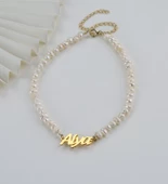 Vaoov 925 Ayar Gümüş İsimli İnci Bileklik thumbnail 2