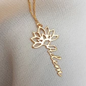 Vaoov 925 Ayar Gümüş Lotus İsim Kolye thumbnail 4