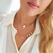 925 Ayar Gümüş Çift Zincirli Kalp Kolye thumbnail 2