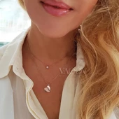 925 Ayar Gümüş Çift Zincirli Kalp Kolye thumbnail 1