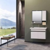 Orka Aydos 65 cm Retro Gümüş/Beyaz Banyo Dolabı Takımı - 1