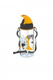Third Tritan Sarı Desenli Pipetli Matara 500 Ml Bpa Free Askılı Suluk - 1
