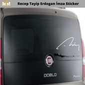 Recep Tayip Erdogan İmza Oto Sticker  Kırmızı 15cm - 2