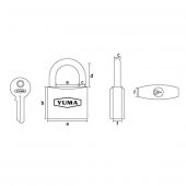 Yuma Sarı Kaplama Döküm Kısa Asma Kilit 32mm - 7