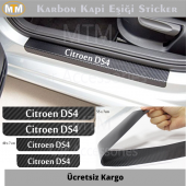 Citroen DS4 Karbon Kapı Eşiği Sticker (4 Adet)  Kırmızı Genişlik 5cm - 1