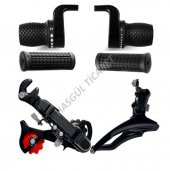 Hsgl Bisiklet Siyah 3x7 Noktalı vites kolu Ön Arka Attırıcı Set Ergonomik Bisiklet Vites Sistemleri - 1