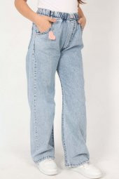 Kız Çocuk Komple Bel Lastikli Bol Paça Rahat Günlük Jean Kot Pantolon - 2
