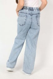 Kız Çocuk Komple Bel Lastikli Bol Paça Rahat Günlük Jean Kot Pantolon - 7