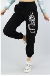 Dragon Baskılı Siyah Jogger Eşofman thumbnail 1