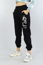 Dragon Baskılı Siyah Jogger Eşofman thumbnail 3