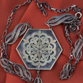 Cizre Ulu Cami Altıgen Kolye Ucu ve Zinciri - 1