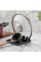 Tencere Kapak Tutucu Ve Kaşıklık Tencere Kapağı Standı Kaşık Kepçe Altlığı Düzenleyici Organizer - 2