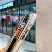Apple iPhone 13 Pro Kılıf Kartlıklı Kenarları Gold Yüzeyi Pastel Renk Kapak - 8