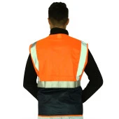 Mühendis Tipi İkaz Yeleği Cepli Fosforlu Fermuarlı Turuncu Güvenlik Yelek thumbnail 2
